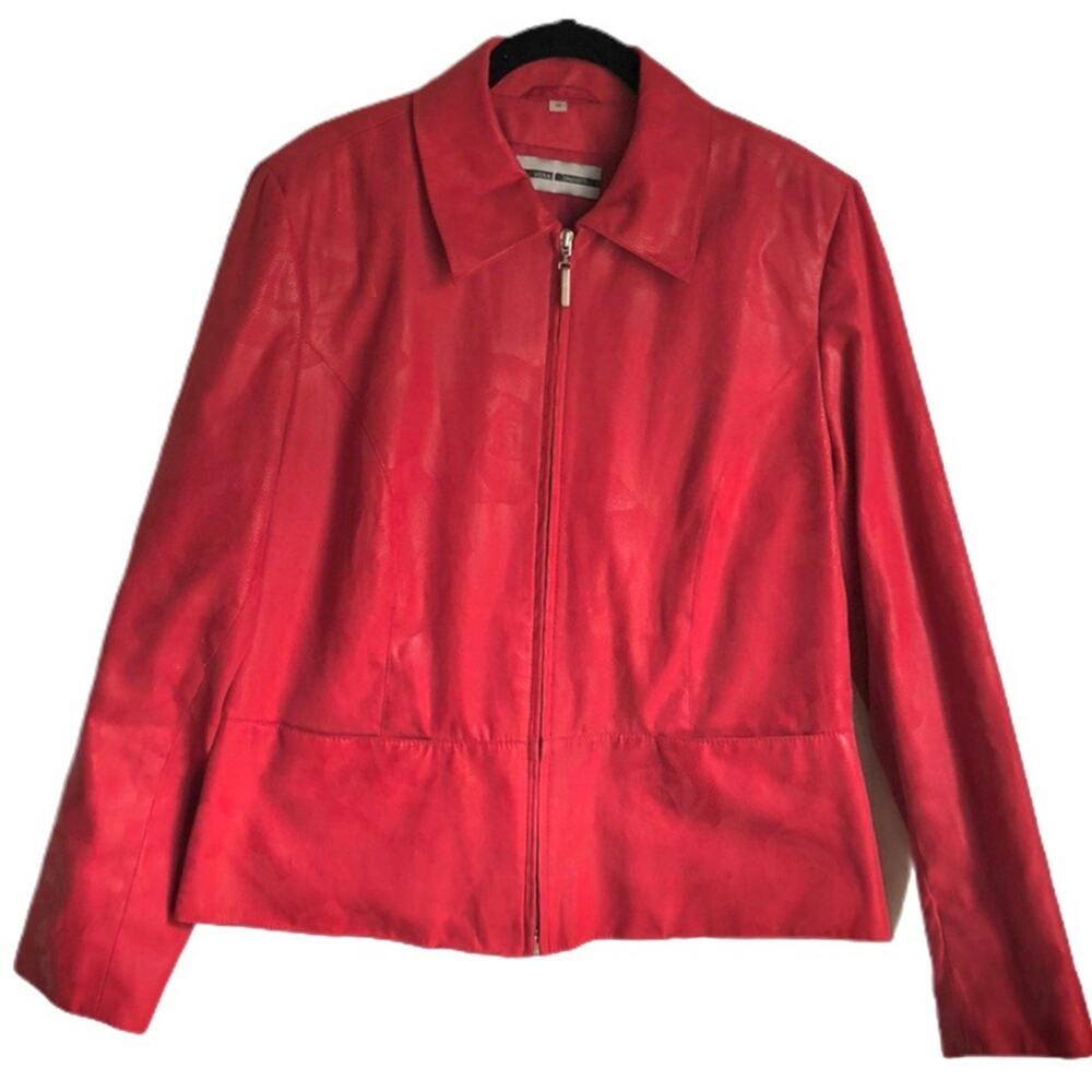 Vintage Red Faux Leather Blazer Jacket